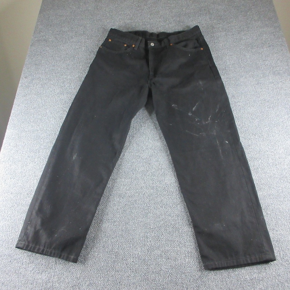 Levis 550 Jeans Mens 38x30 Black Relaxed Tapered Dark Wash Denim Workwear